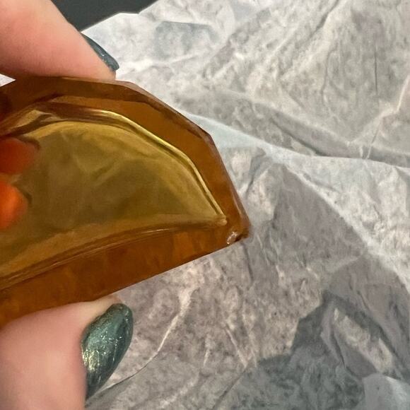 Antique Heinrich Hoffmann Amber/Yellow Perfume Bottle and Stopper- Venus & Cupid - Picture 12 of 16